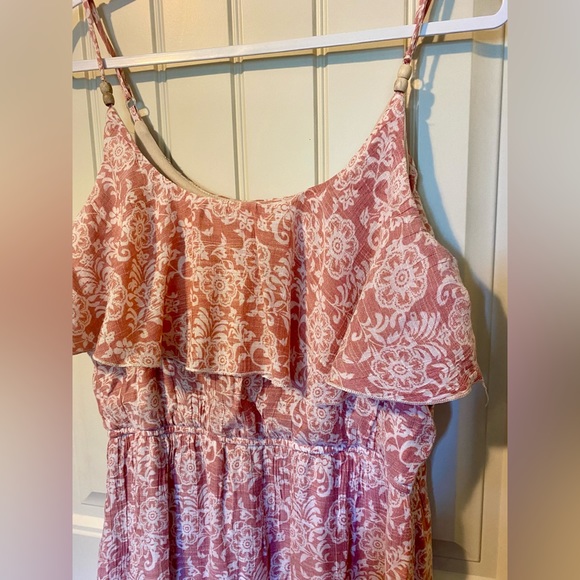 Maurices Pink/White Spaghetti Strap Maxi Floral Ruffle Dress - Picture 4 of 8